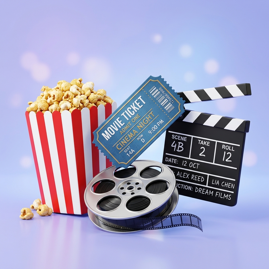 Cinema elements 3D illustration
